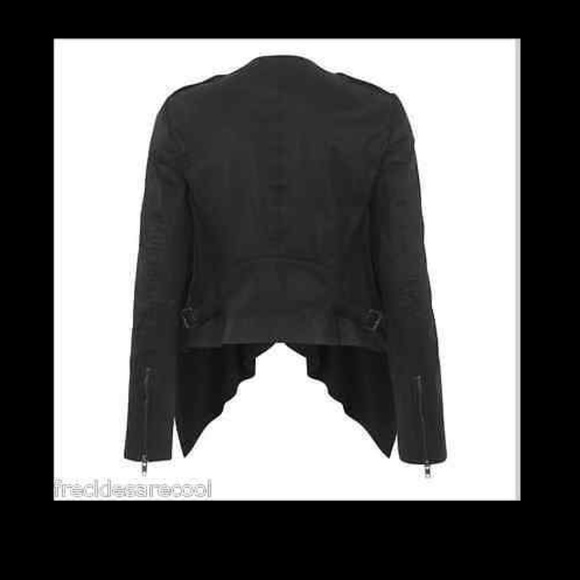 MUUBAA LUPUS BLACK LEATHER BIKER DRAPED JACKET 6 - Picture 4 of 10